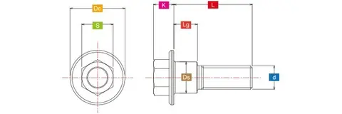 ZETA Gr5-Ti Flange Bolt M10 P1.25