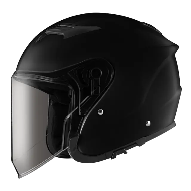 Zeus 630 Hjelm - Matt Sort, 64/XXL MC halvhjelm, m/solvisir! 