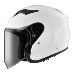 Zeus 630 Hjelm - Blank Hvit, 60/L MC halvhjelm, m/solvisir!