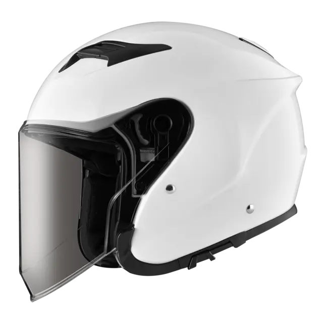 Zeus 630 Hjelm - Blank Hvit, 60/L MC halvhjelm, m/solvisir! 