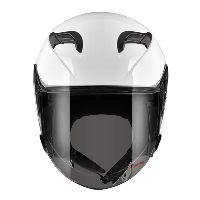 Zeus 630 Hjelm - Blank Hvit, 60/L MC halvhjelm, m/solvisir! 