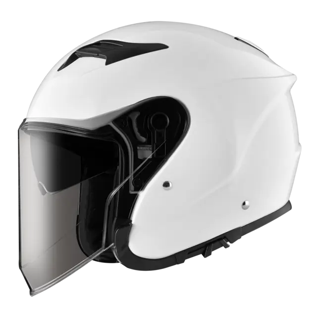 Zeus 630 Hjelm - Blank Hvit, 60/L MC halvhjelm, m/solvisir! 