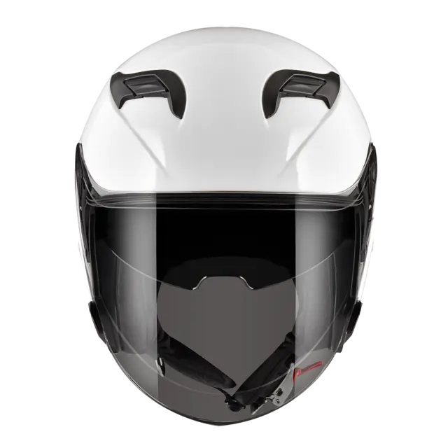 Zeus 630 Hjelm - Blank Hvit, 60/L MC halvhjelm, m/solvisir! 