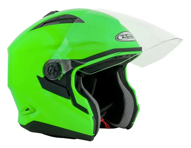 Zeus Jet 613E - Fluor. Grønn, M/58 Ny halvhjelm m/solvisir 