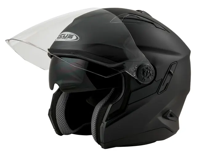 Zeus Jet 613E - Matt Sort, S/56 Ny halvhjelm m/solvisir 