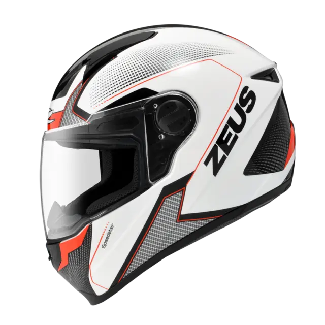 Zeus 811 Moped/MC Hjelm - Hvit Rød, M/58 MC/mopedhjelm i polycarbonat Blank 