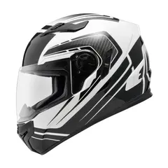 Zeus 813 MC-Helhjelm - Sort/Hvit L/60 MC/mopedhjelm med solvisir