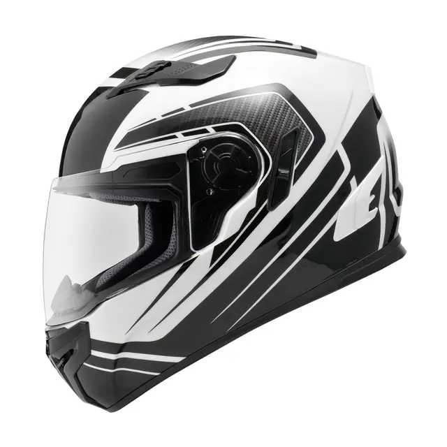 Zeus 813 MC-Helhjelm - Sort/Hvit L/60 MC/mopedhjelm med solvisir 